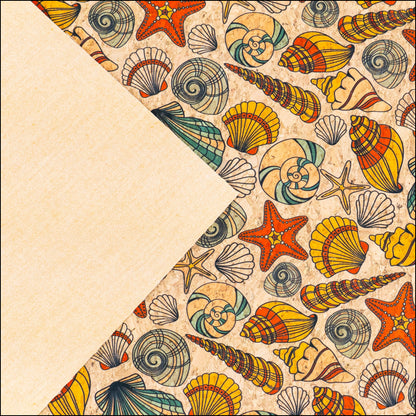 Sea Shells & Starfish Cork Fabric COF-636 cork fabric