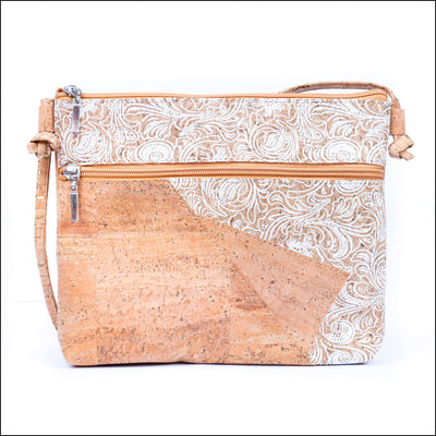 Selected White Print Stitching Ladies’ Cork Zipper Crossbody Bag BAGP 166 A Flash Sales