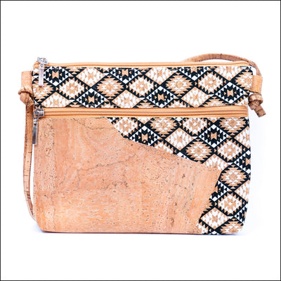 Selected White Print Stitching Ladies’ Cork Zipper Crossbody Bag BAGP 166 B Flash Sales