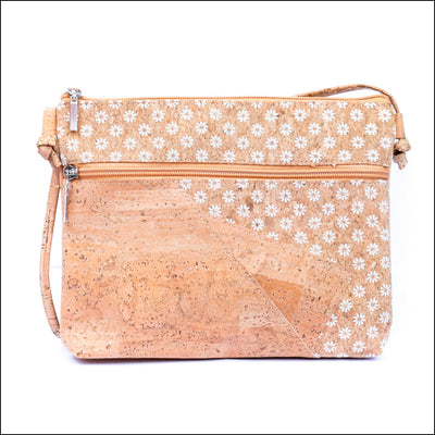 Selected White Print Stitching Ladies’ Cork Zipper Crossbody Bag BAGP 166 C Flash Sales