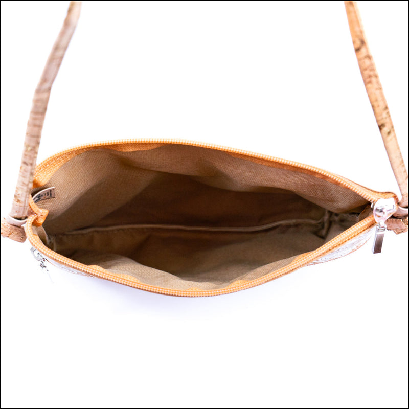 Selected White Print Stitching Ladies’ Cork Zipper Crossbody Bag BAGP 166 Flash Sales