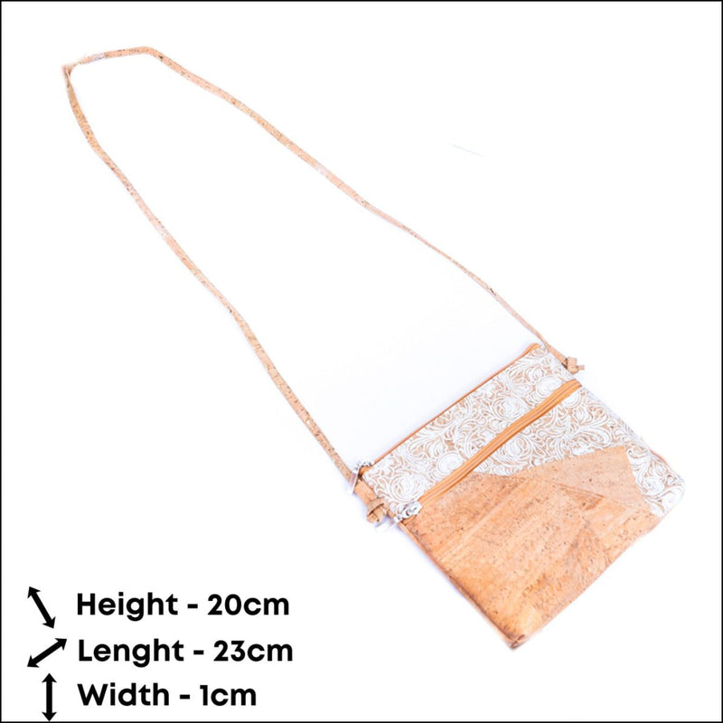 Selected White Print Stitching Ladies’ Cork Zipper Crossbody Bag BAGP 166 Flash Sales
