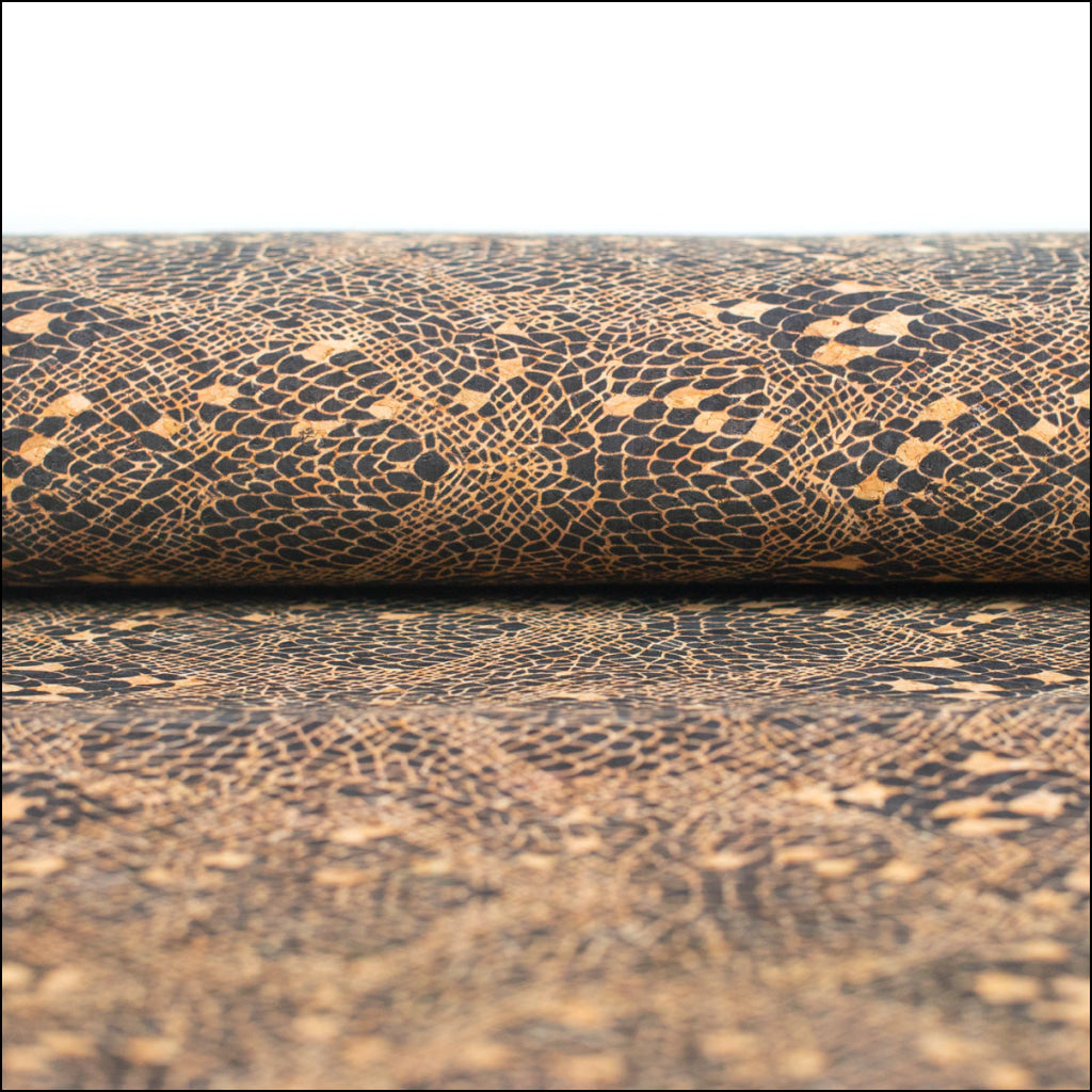 Serpent Skin Pattern Printed Cork Fabric Material Cof-312-A Cork Fabric