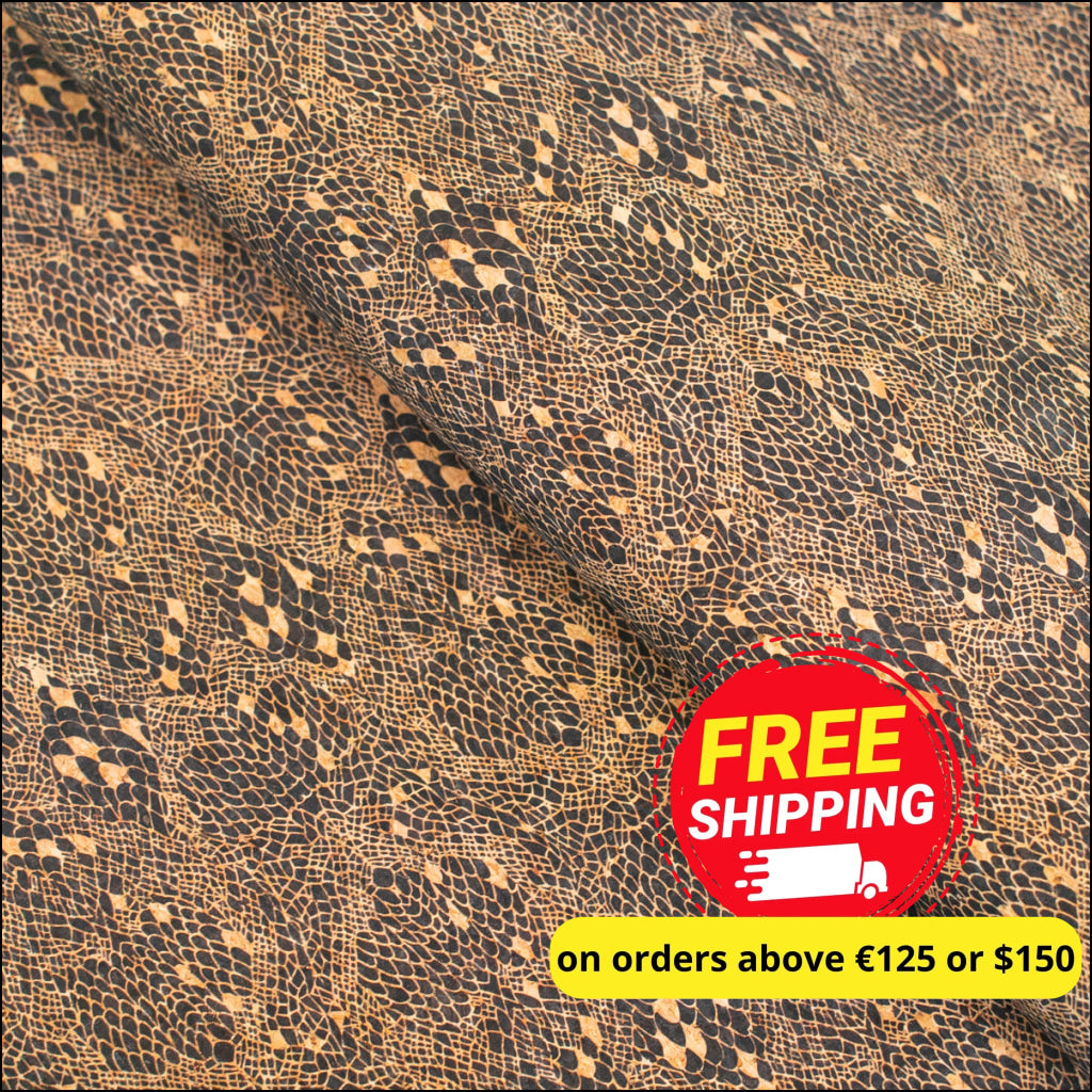 Serpent Skin Pattern Printed Cork Fabric Material Cof-312-A Cork Fabric
