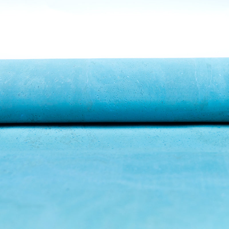 Sky Blue Solid Cork Fabric With Beige Backing Cof - 525 - B Cork Fabric