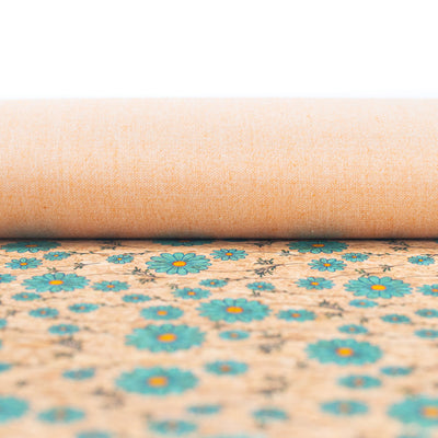 Small Blue Flowers Pattern Cork Fabric Cof-256-A Cork Fabric