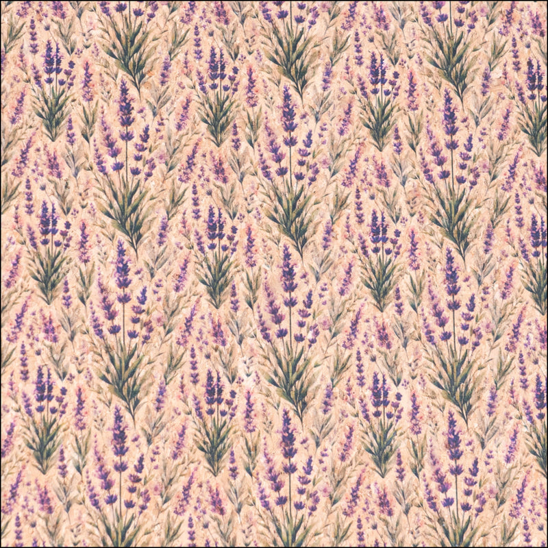 Soft Meadow Lavender Pattern Cork Fabric COF-768 1/2M (138*50 cm / 54*19 inches) cork fabric