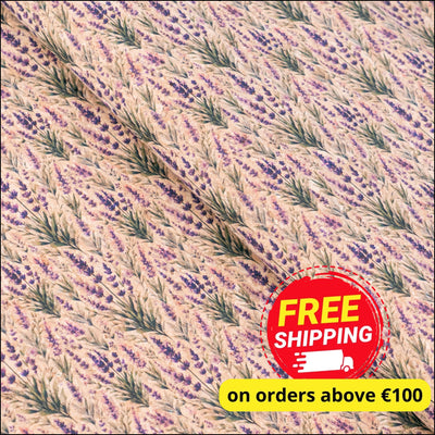 Soft Meadow Lavender Pattern Cork Fabric COF-768 1/2M (138*50 cm / 54*19 inches) cork fabric