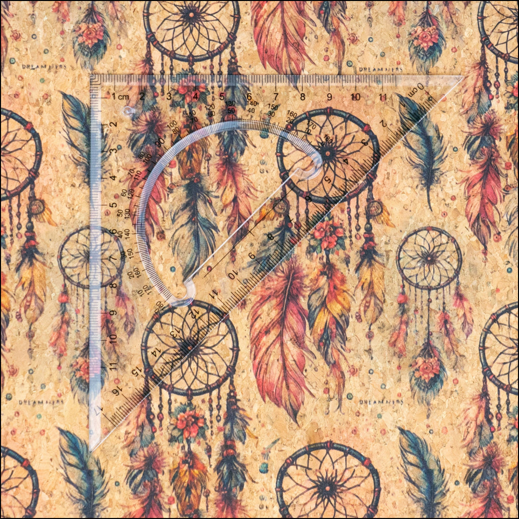 Spiritual Collection - Dreamcatcher Pattern Cork Fabric COF-741 1/2M (138*50 cm / 54*19 inches) cork fabric