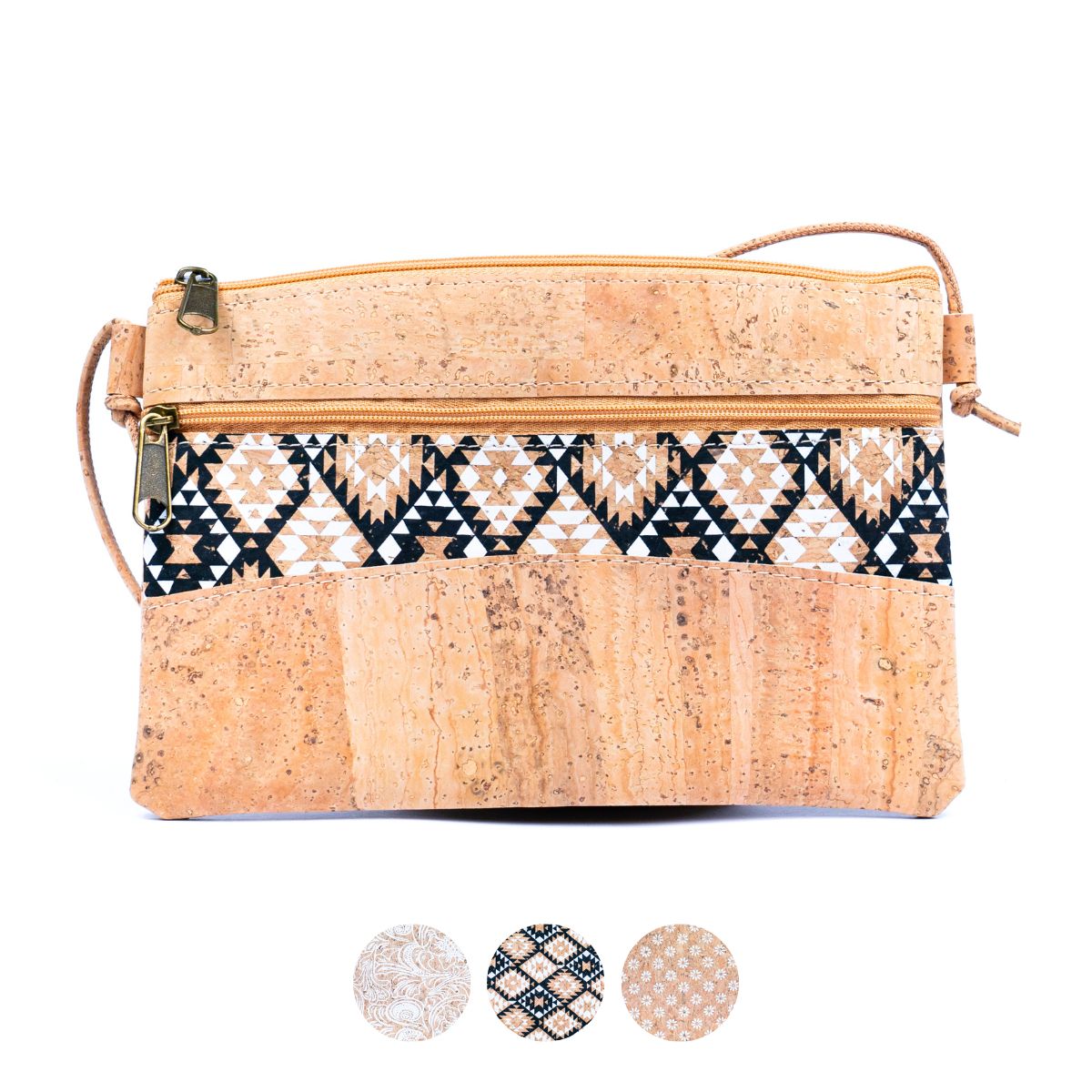 Boho-Chic Cork Cell Phone Pouch with Geometric Accents BAGP-260 (5units）