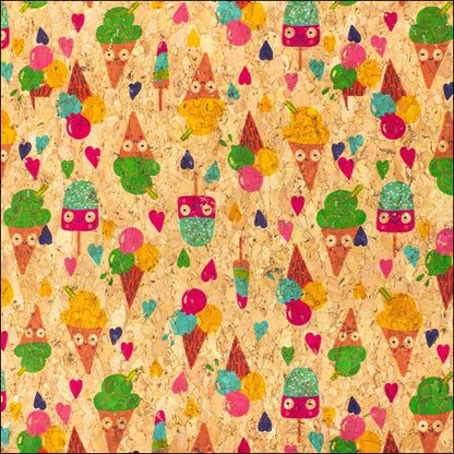 Sweet Popsicle- Printed Cork Fabric- Cof-193 Cork Fabric