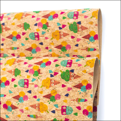 Sweet Popsicle- Printed Cork Fabric- Cof-193 Cork Fabric