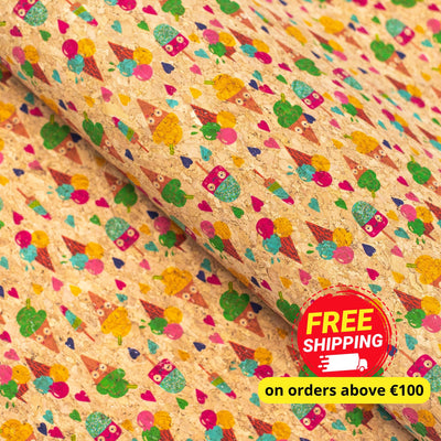 Sweet Popsicle- Printed Cork Fabric- Cof-193 Cork Fabric