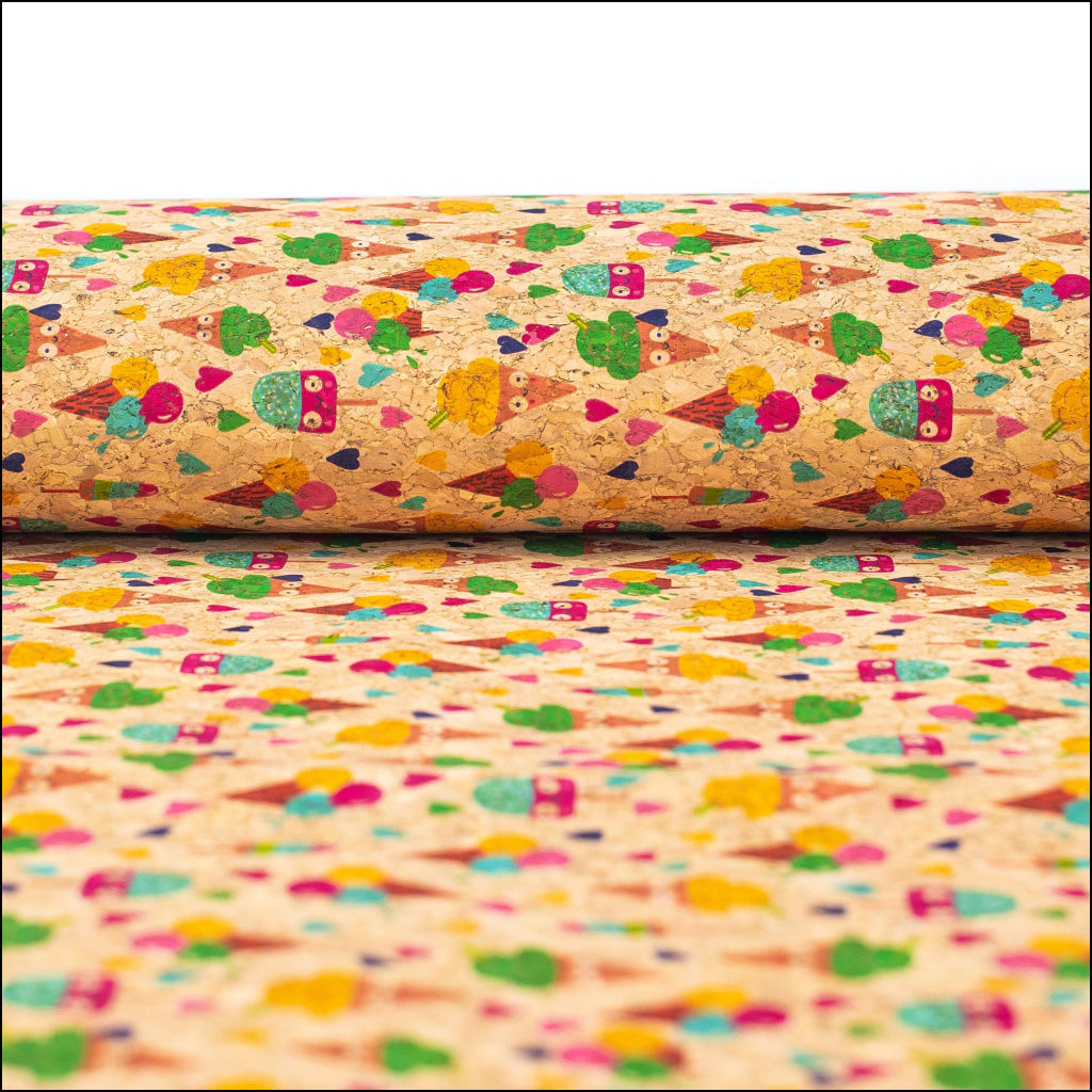 Sweet Popsicle- Printed Cork Fabric- Cof-193 Cork Fabric