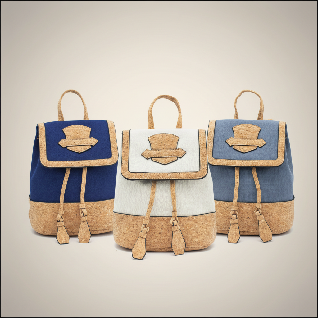 Three Cork Canvas Backpacks Professional Photo