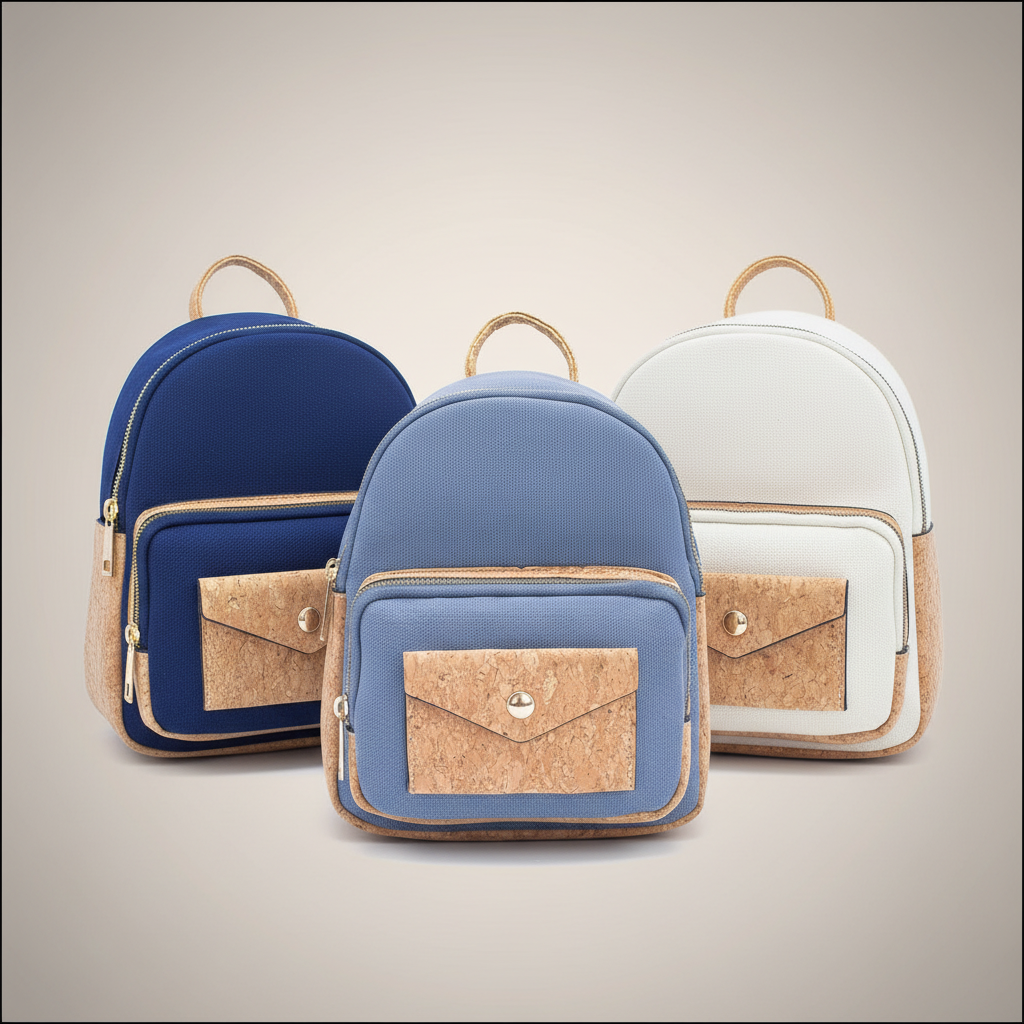 Three Cork Canvas Mini Backpacks Professional Photo