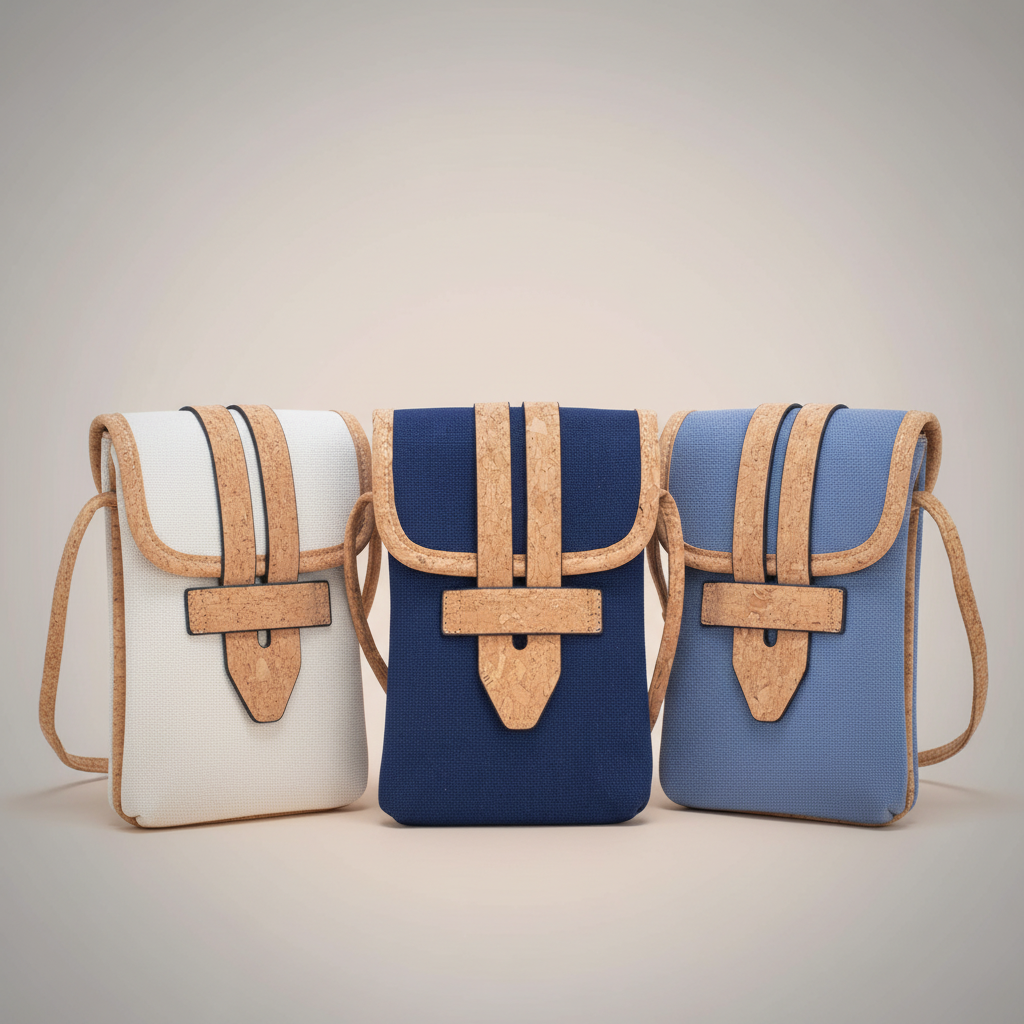 Three Cork Canvas Small Crossbody Bags Professional Photo