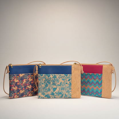 Three Printed Cork Crossbody Bags - Original Patterns
