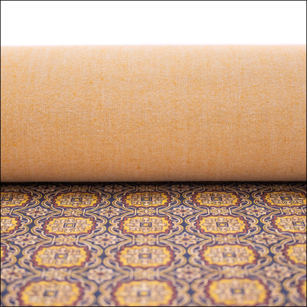 Tile Style Pattern Natural Cork Fabric Cof-401