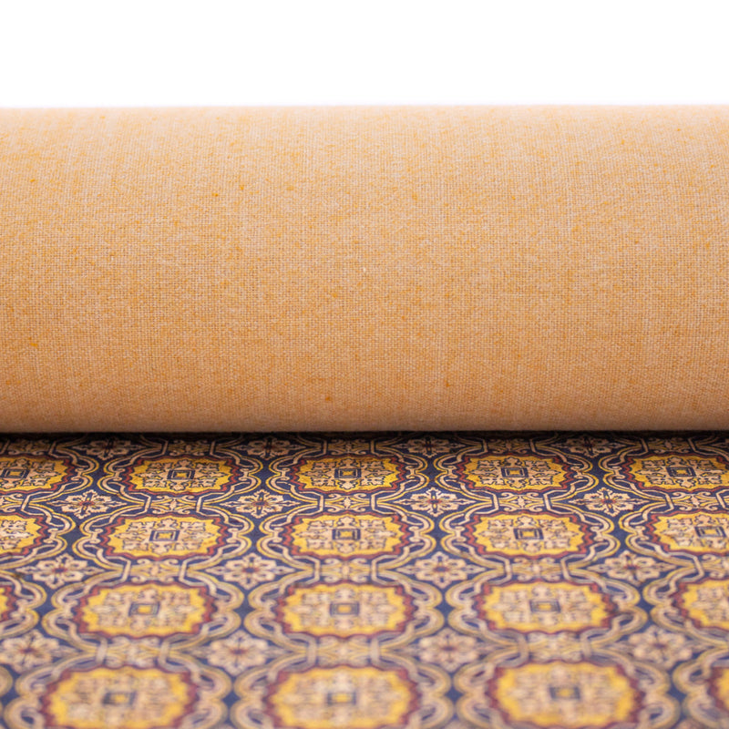 Tile Style Pattern Natural Cork Fabric Cof-401