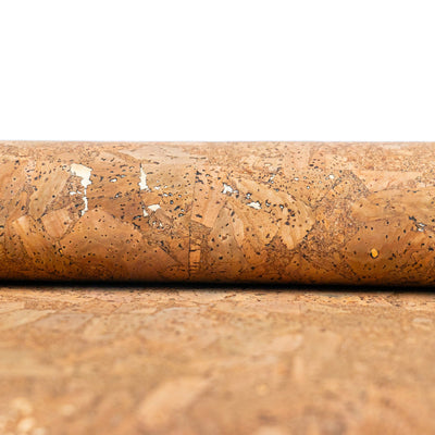 Tobacco-Hued With Gold Accents: 0.77Mm Cork Fabric In Black Backing Cof-547 Cork Fabric