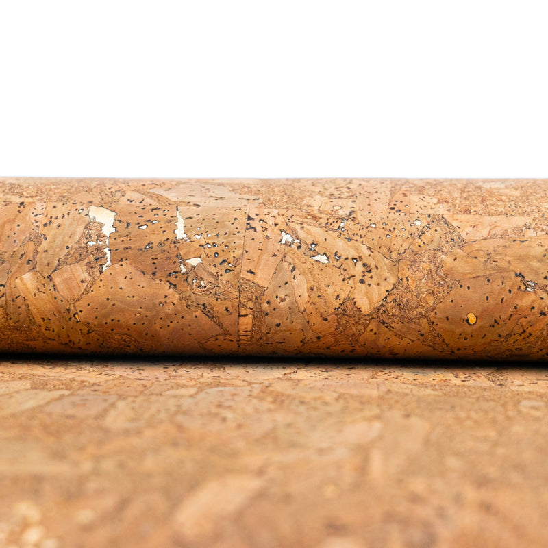 Tobacco-Hued With Gold Accents: 0.77Mm Cork Fabric In Black Backing Cof-547 Cork Fabric