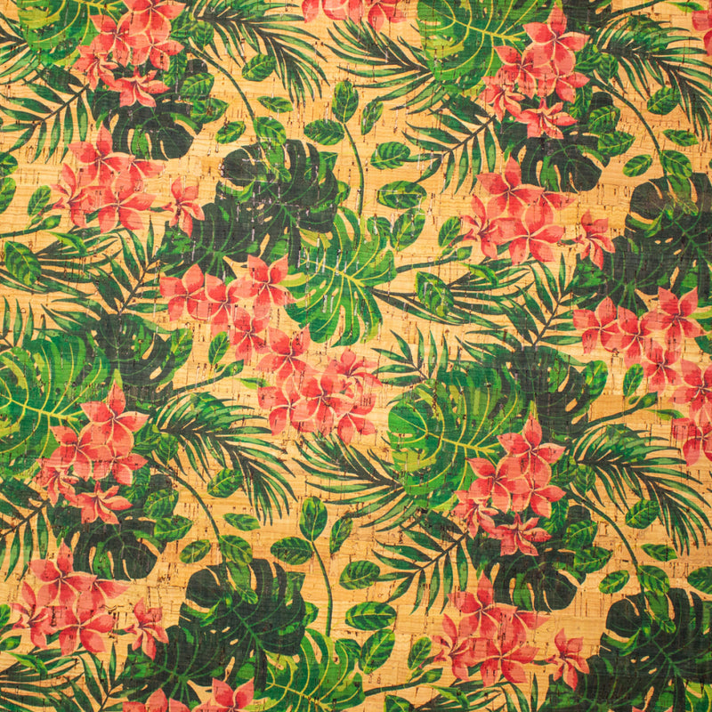 Tropical Flowers Pattern Cork Fabric Cof-247 Cork Fabric
