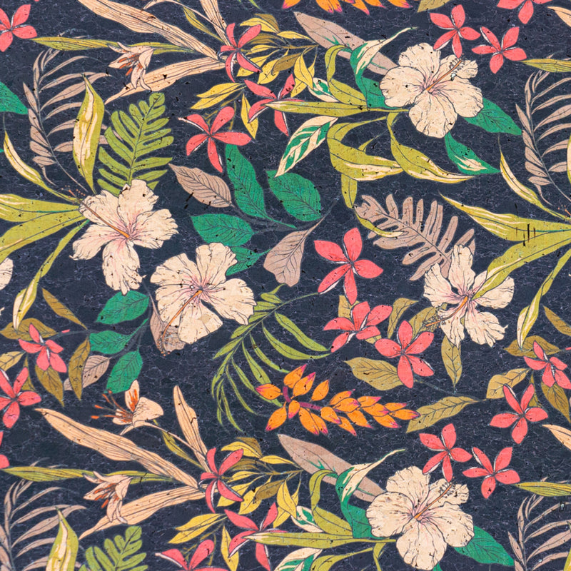 Tropical Night Floral Cork Fabric Cof-554 Cork Fabric