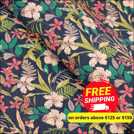 Tropical Night Floral Cork Fabric Cof-554 Cork Fabric