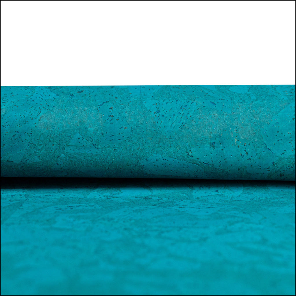 Turquoise Chunk Cork Fabric COF-526-B cork fabric