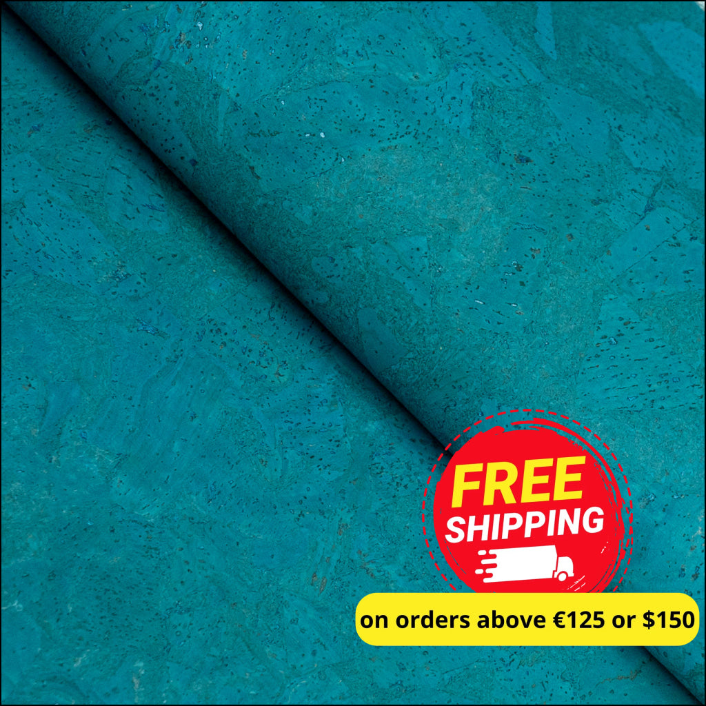 Turquoise Chunk Cork Fabric COF-526-B cork fabric