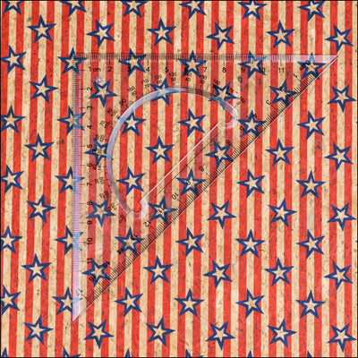U.S.A. Collection: Natural Cork Fabric with United States of America Blue and Red Flag Stars Pattern COF-796 1/2M