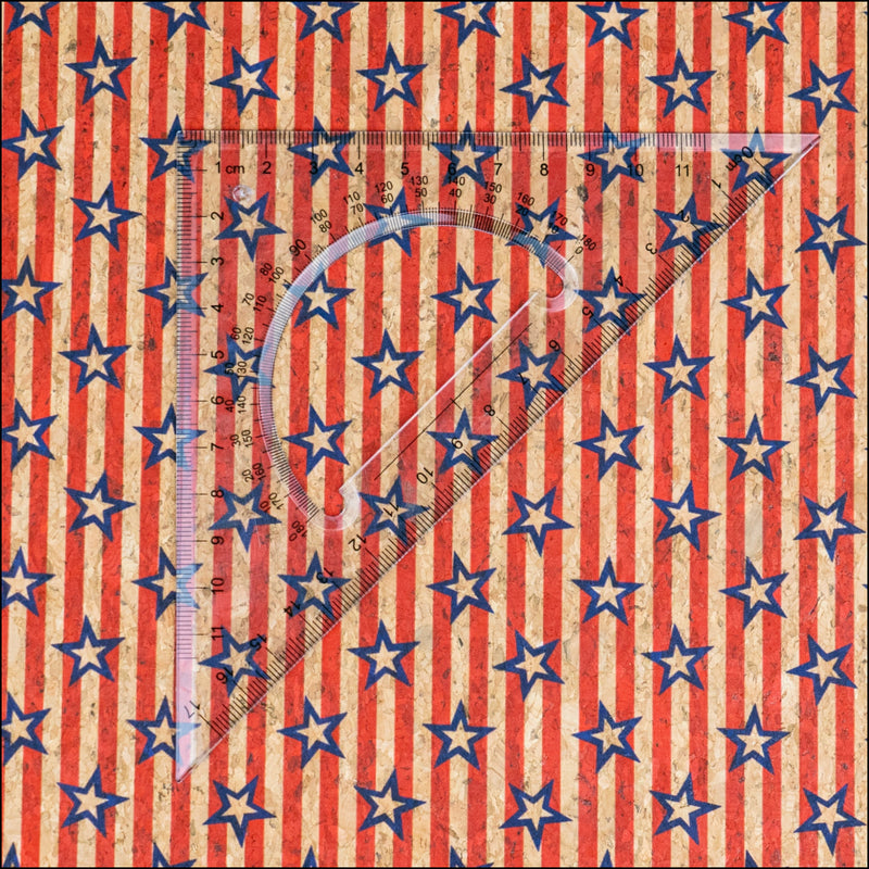 U.S.A. Collection: Natural Cork Fabric with United States of America Blue and Red Flag Stars Pattern COF-796 1/2M