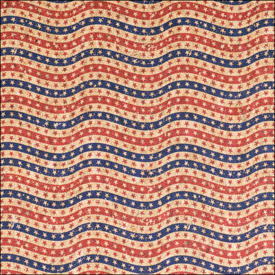 U.S.A. Collection: Natural Cork Fabric with United States of America Blue and Red Flag Stars Pattern COF-797 1/2M
