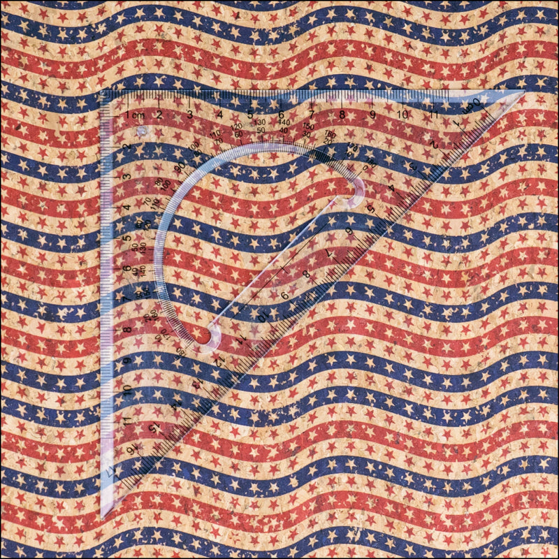 U.S.A. Collection: Natural Cork Fabric with United States of America Blue and Red Flag Stars Pattern COF-797 1/2M