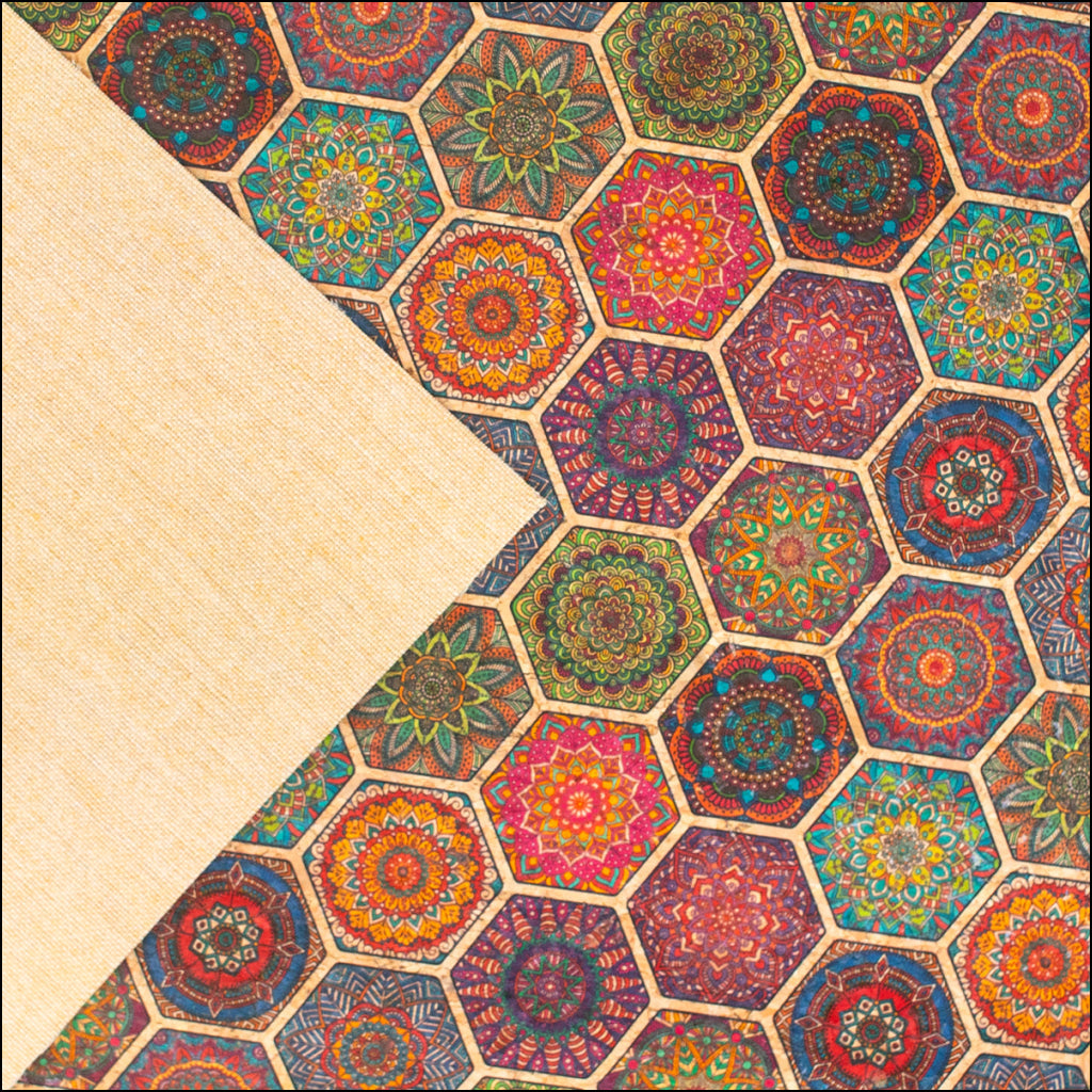 Vibrant Bohemian Medallion Cork Fabric Design Cof-487 Cork Fabric
