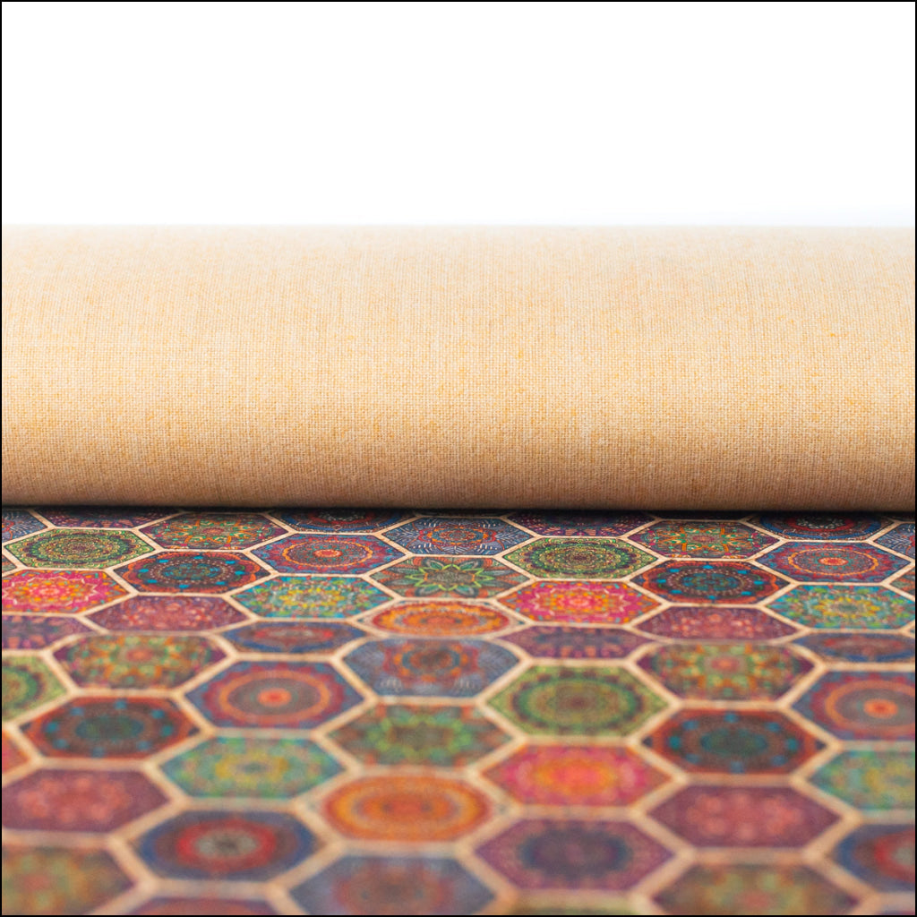 Vibrant Bohemian Medallion Cork Fabric Design Cof-487 Cork Fabric