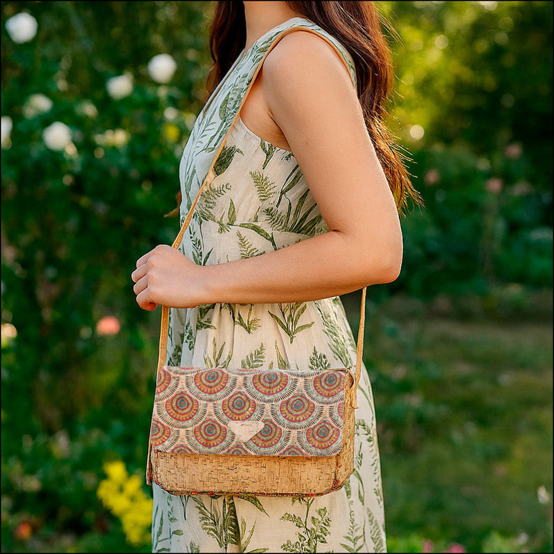 Vibrant Cork Crossbody Bag – Floral & Mosaic Delight BAGF 090 Flash Sales