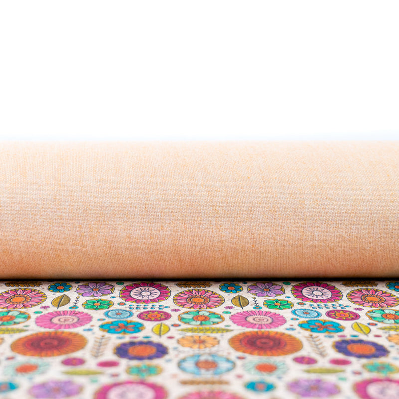 Vibrant Floral Pattern Cork Fabric Cof-551 Cork Fabric