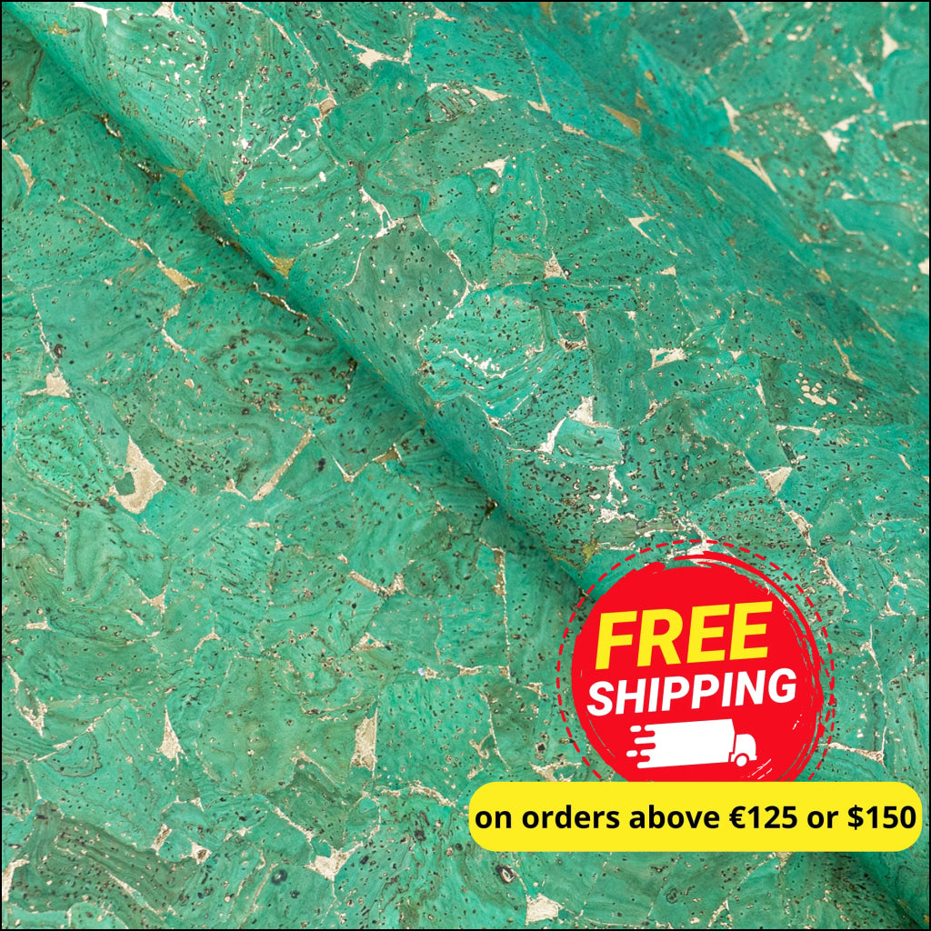 Vibrant Green Cork Fabric With Metallic Highlights - 0.9Mm Thickness Cof-578 Cork Fabric