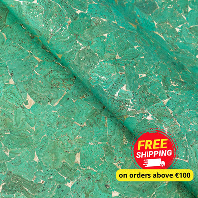 Vibrant Green Cork Fabric With Metallic Highlights - 0.9Mm Thickness Cof-578 Cork Fabric