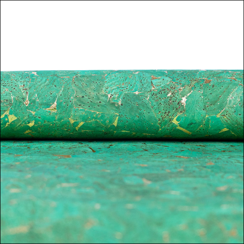 Vibrant Green Cork Fabric With Metallic Highlights - 0.9Mm Thickness Cof-578 Cork Fabric