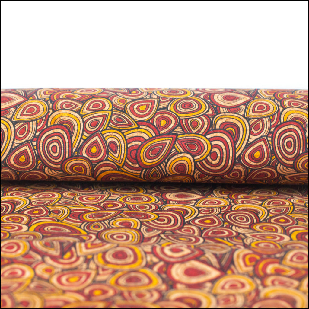 Vibrant Peacock Feather Inspired Cork Fabric Cof-482 Cork Fabric