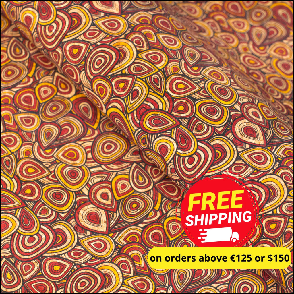 Vibrant Peacock Feather Inspired Cork Fabric Cof-482 Cork Fabric