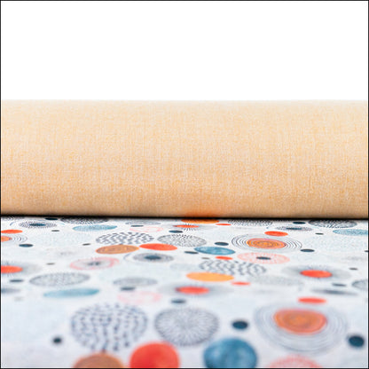 Vibrant Printed Cork Fabric With Artistic Circular Motif Design Cof-568 Cork Fabric