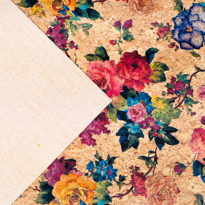 Vibrant Rose Garden: Multicolored Floral Cork Fabric Cof-509 Cork Fabric