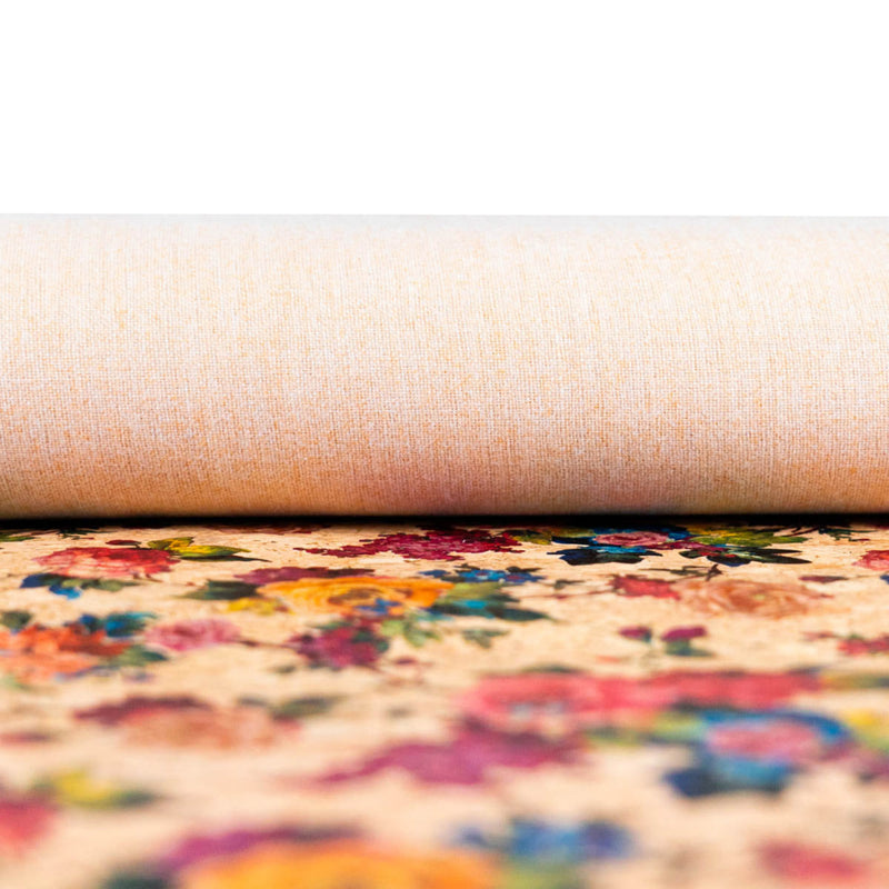 Vibrant Rose Garden: Multicolored Floral Cork Fabric Cof-509 Cork Fabric
