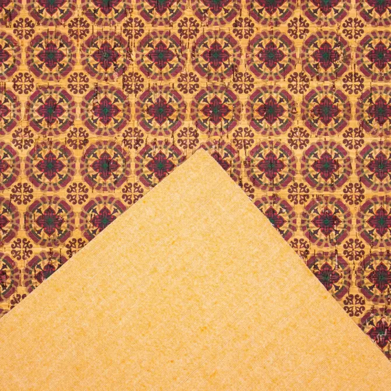 Warmed Toned Tiles Pattern Cork Fabric Cof-234 Cork Fabric