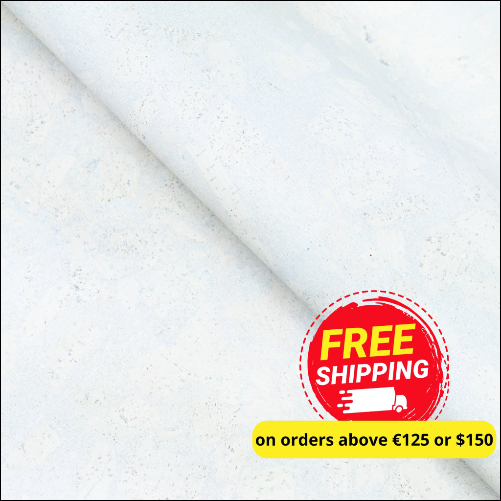 White Cork Fabric In Block Style With Beige Backing 0.68Mm Thickness Cof - 533 - C Cork Fabric