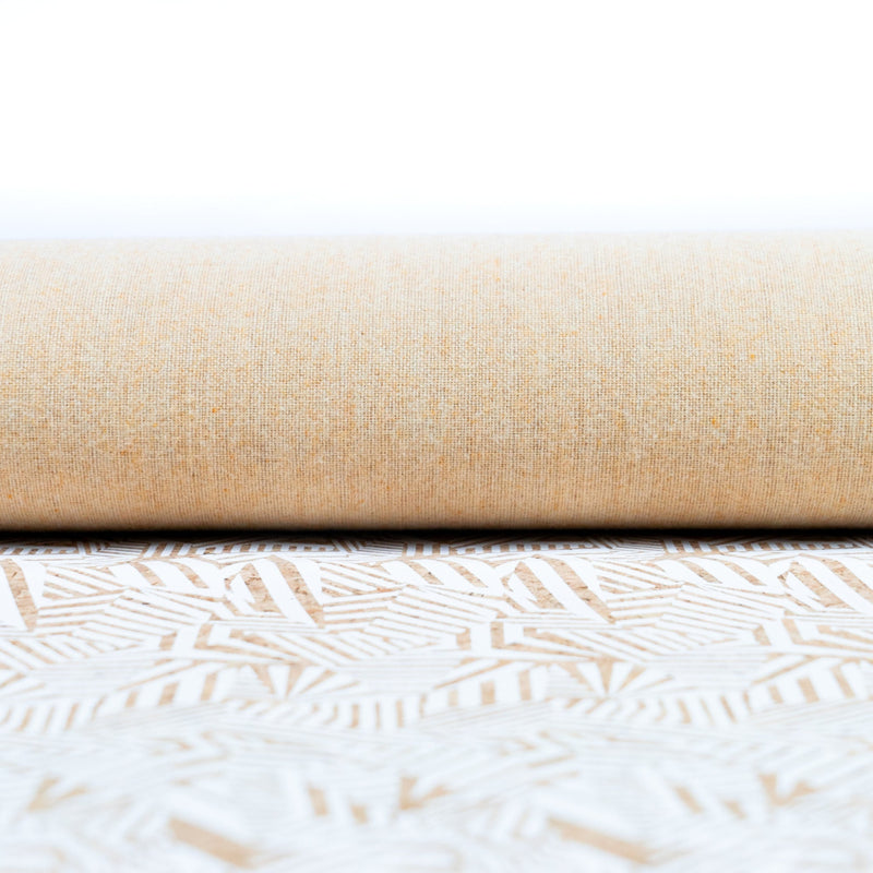 White Geometric Diamond Print Cork Fabric With Beige Backing 0.87Mm Thickness Cof-537 Cork Fabric